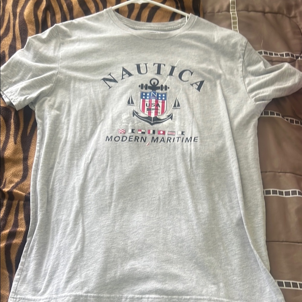 Nautica Gray Short Sleeve Tee with Nautical Logo